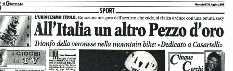 Il «Giornale» racconta così la vittoria di Paola Pezzo nella mountain bike alle Olimpiadi di Atlanta 1996