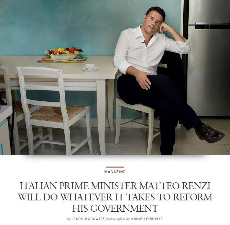 Renzi sulla copertina di Vogue America: "Uomo giusto al momento giusto"