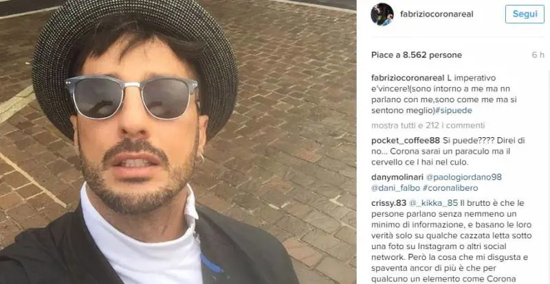 Fabrizio Corona, l'ultimo post prima dell'arresto: "Vincere"