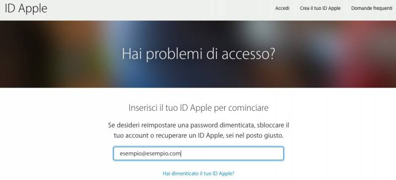Apple ID, recupero password