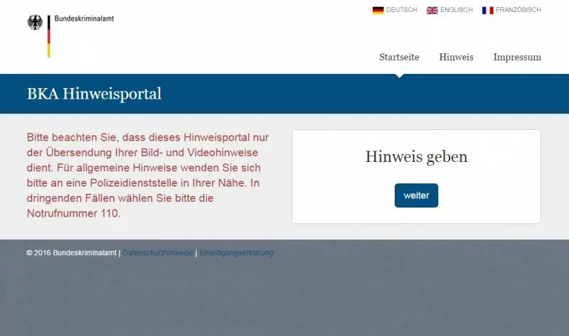 Dal sito bka-hinweisportal.de