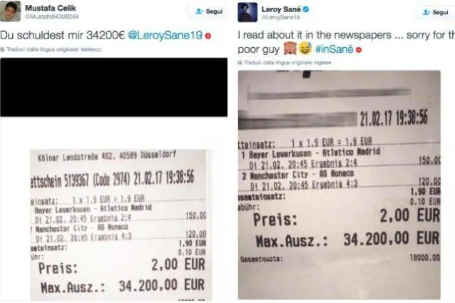 Perde schedina da 35mila euro. Scrive al calciatore: "Me li devi"