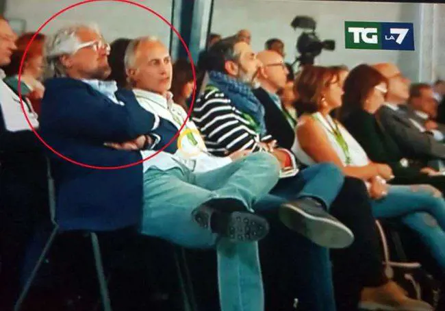 Beppe Grillo e Marco Travaglio insieme alla convention del M5S