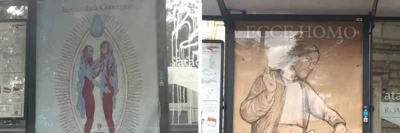 Manifesti blasfemi su Gesù e Maria a Roma