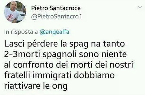 Un tweet fa infuriare il web: "I morti a Barcellona? Pensiamo agli immigrati"