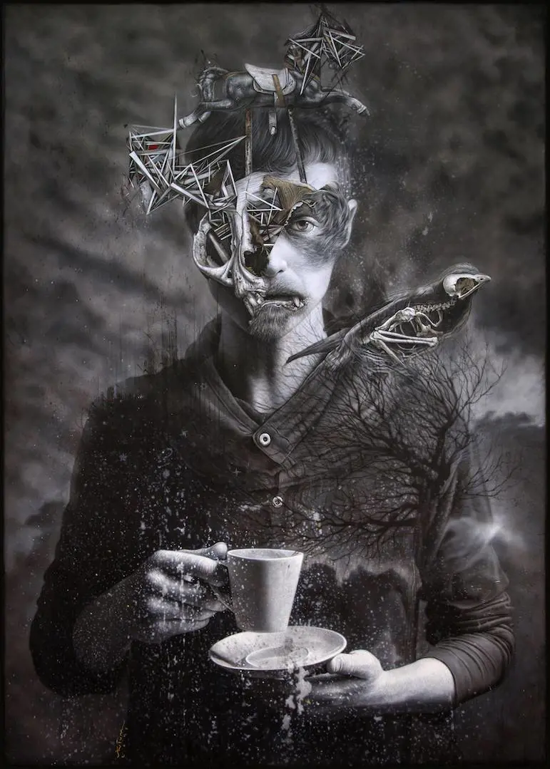 Ronald Ventura  Breakfast, 2017  olio su tela, 214x153 cm
