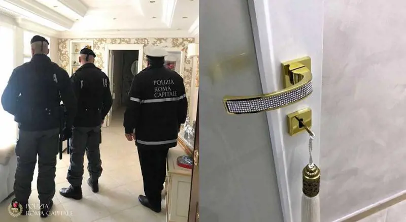 Roma, rubinetti e water d'oro in una casa popolare occupata