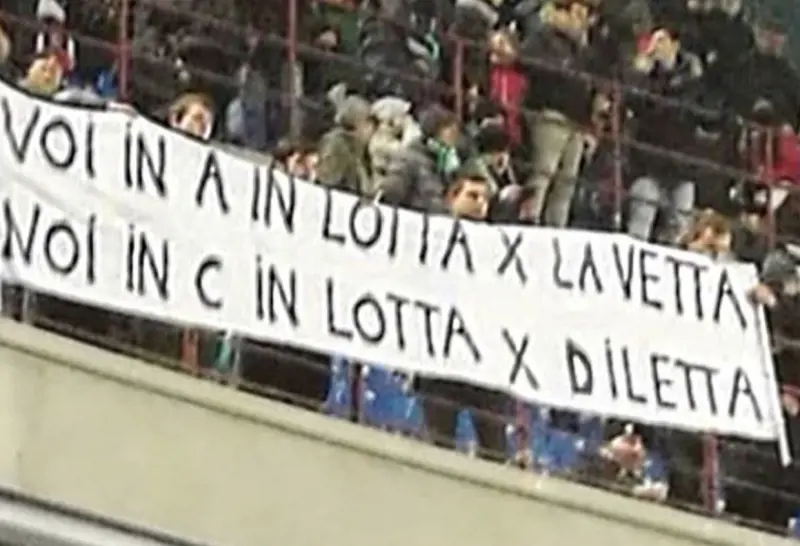 Pordenone conquista Diletta Leotta con uno striscione a San Siro