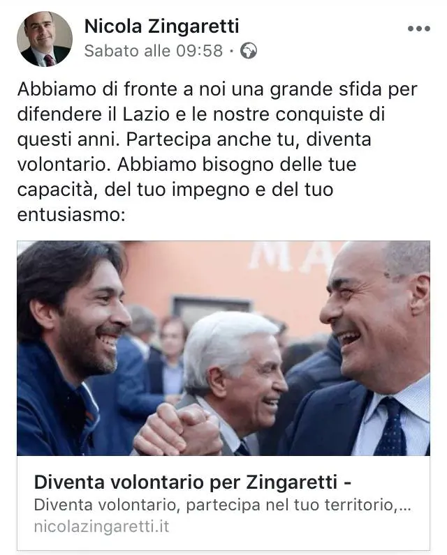 Zingaretti a caccia di volontari, la rete reagisce: "Il lavoro si paga"