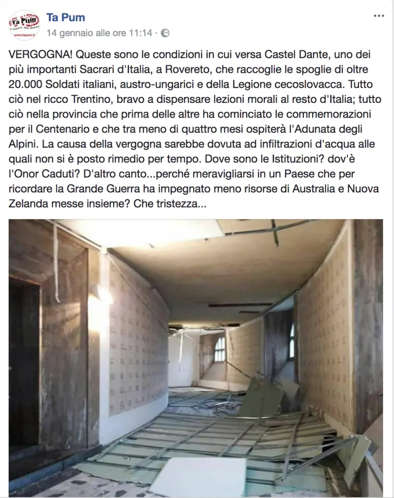 Gli eroi della Grande Guerra nel sacrario che "cade a pezzi"