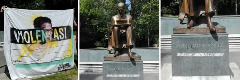 Gli insulti delle femministe a Montanelli: imbrattata la statua a Milano