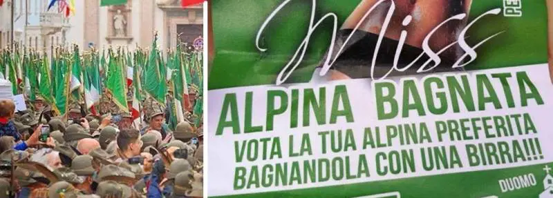 "Vota la miss alpina bagnata". Le femministe contro gli alpini
