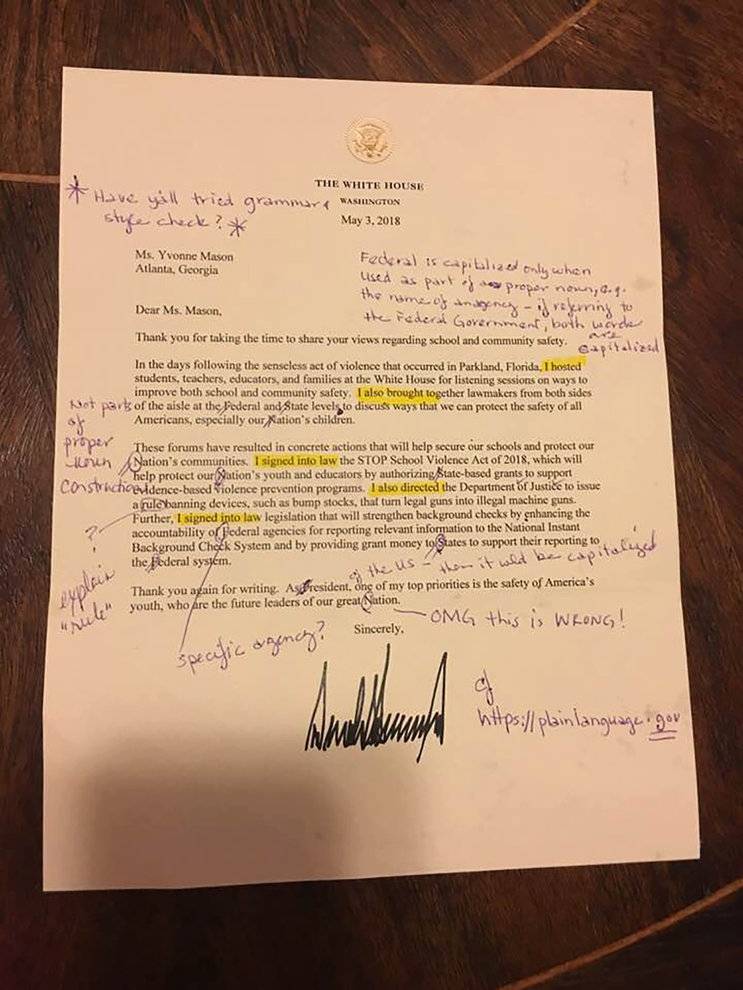 Donald Trump lettera professoressa