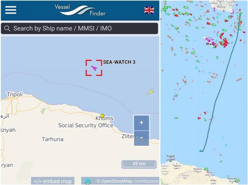 LA nave "Sea Watch 3" al largo della Libia