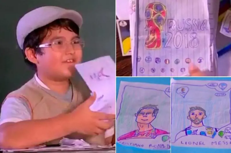 Mondiale 2018, un bambino povero disegna l'album delle figurine: Panini gliene regala uno