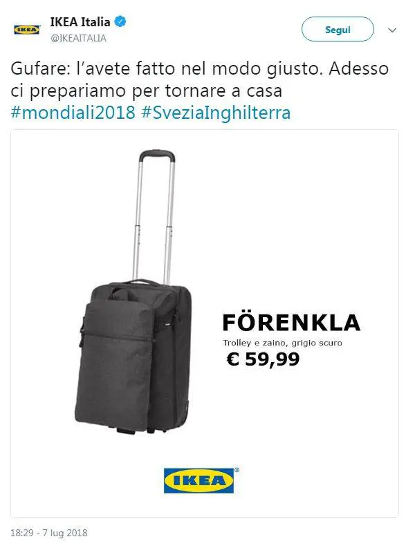 Mondiali 2018, Ikea agli italiani: "Avete gufato bene la Svezia"