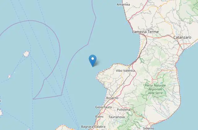 Una scossa di magnitudo 4.4. avvertita al largo della Calabria