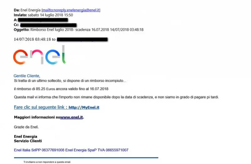 Enel Energia, occhio alla truffa della mail farlocca che vi svuota il conto