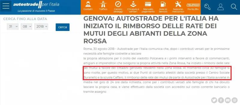 La gaffe di Autostrade: scambia un centro civico per un centro sociale
