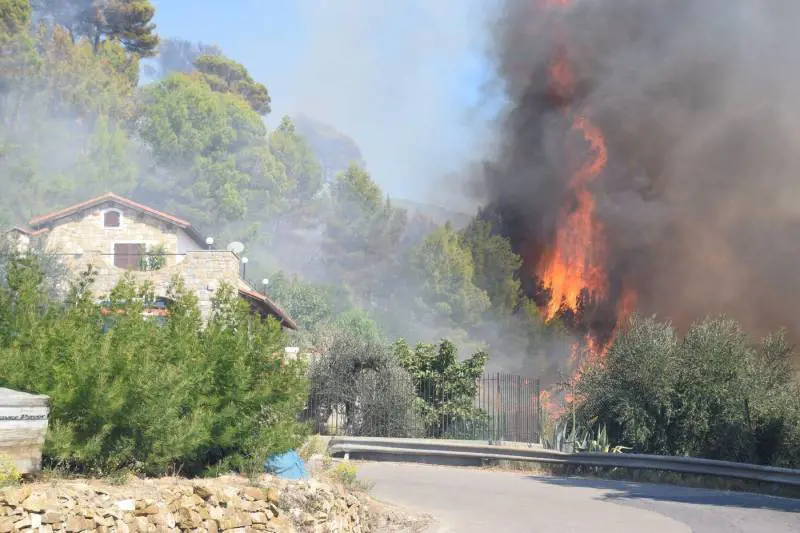 Fiamme vicino alle case nell'Imperiese: canadair ed elicottero in azione