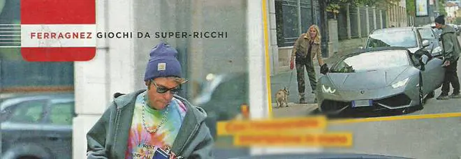 Fedez al ristorante con Chiara Ferragni e la sua Lamborghini 