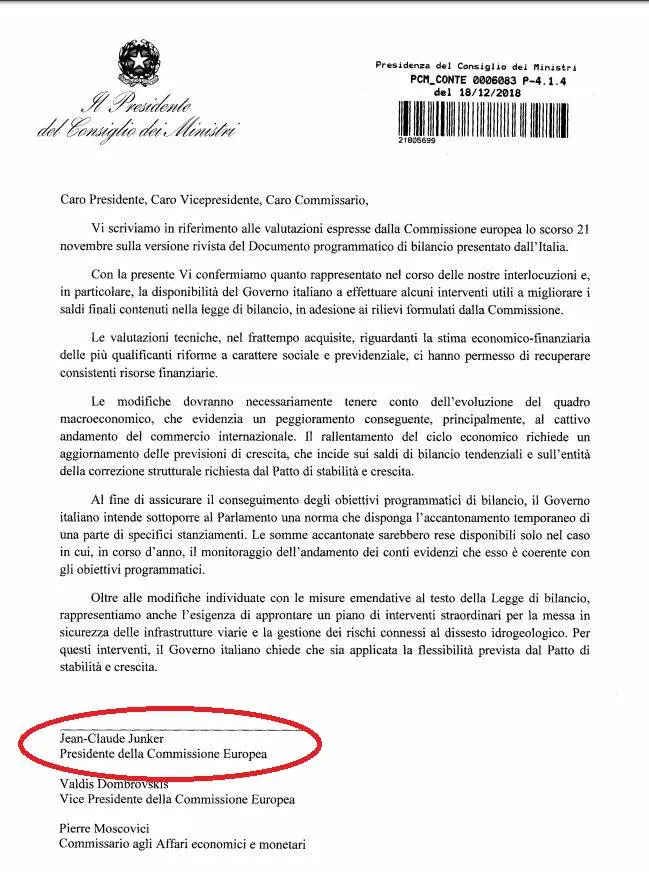Conte scrive a Juncker. Ma sbaglia il nome