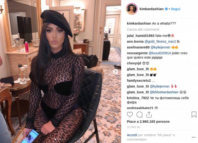 Kim Kardashian su Instagram posta il suo look alle sfilate di Parigi