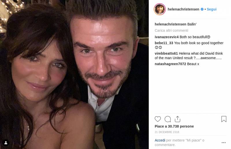 Helena Christensen e David Beckham insieme su Instagram