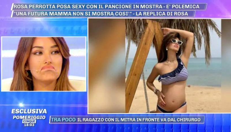 Pomeriggio 5, Rosa Perrotta attaccata in studio per il pancione in bella vista