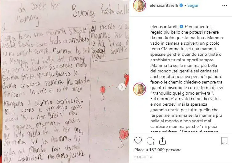 Elena Santarelli e la malattia del figlio: la lotta nella grafia