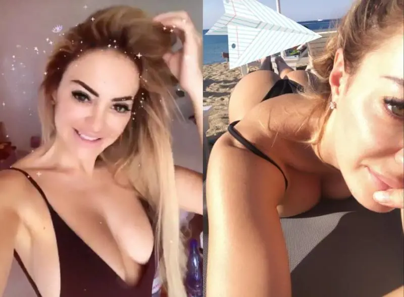 Elena Morali hot in Grecia, il vento alza il vestito e sotto niente