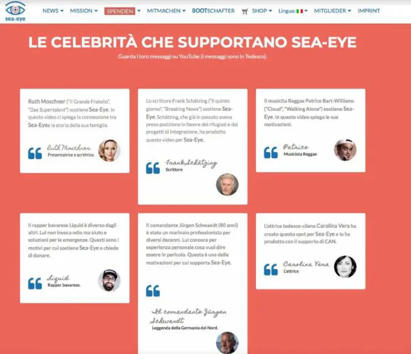 Ecco i vip che finanziano Sea Eye