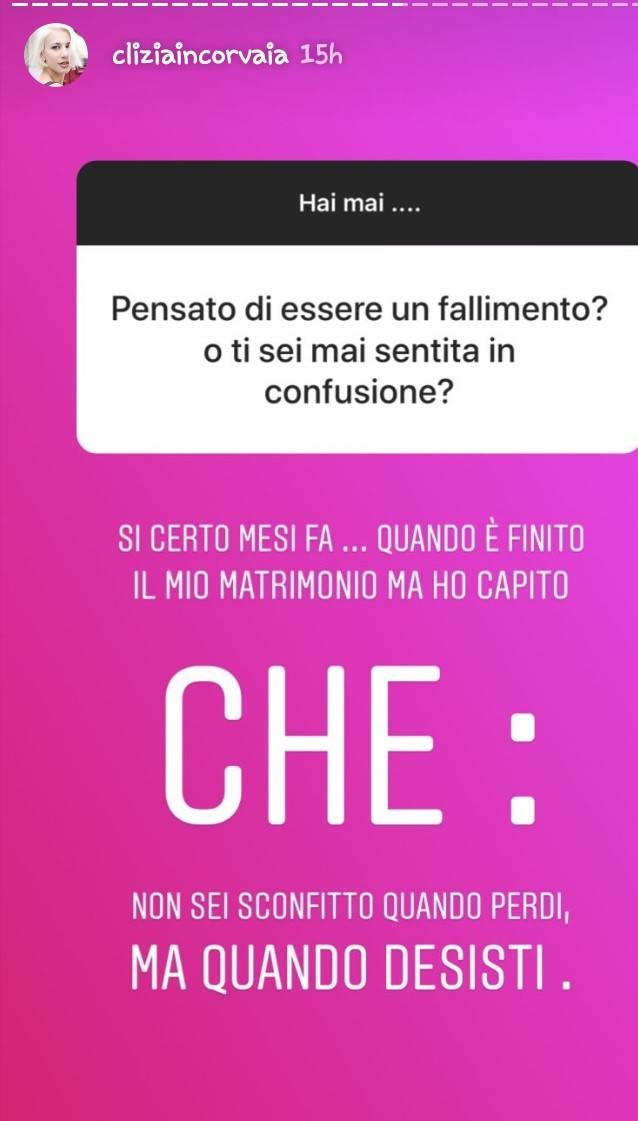 Clizia Incorvaia, post Instagram
