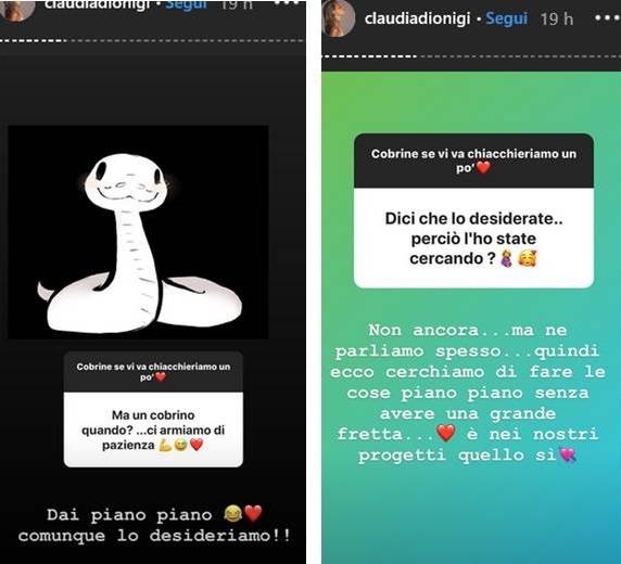 Claudia Dionigi, post su Instagram