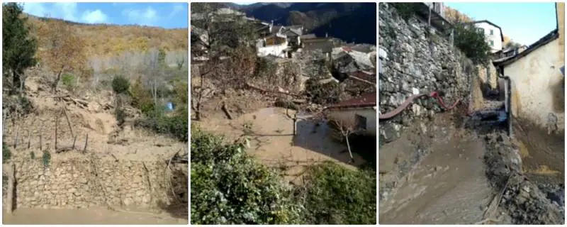 Tonnellate di fango scendono come magma dalla montagna nell'Imperiese