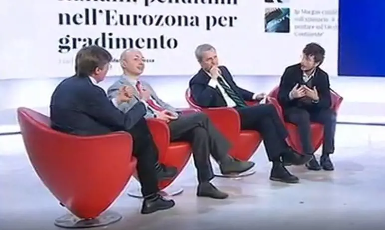 Lite in tv Gumpel-Fusaro su Ue e Mes: "Informati", "Dici barzellette"