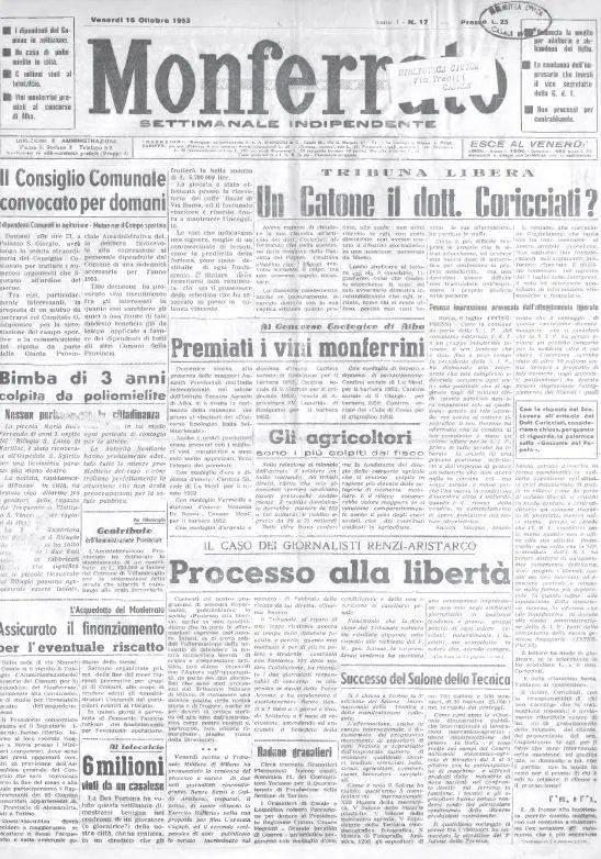 L'esordio in "prima" sul "Monferrato"