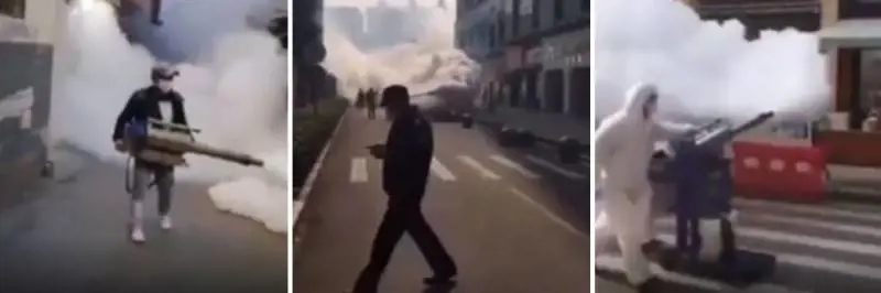 Disinfestazione di massa a Wuhan. Le immagini dell'Apocalisse