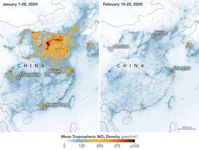 Il Coronavirus migliora l'aria della Cina, inquinamento quasi sparito