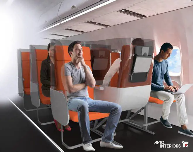 In aereo con poltrone invertite e schermature: ecco come cambia volare