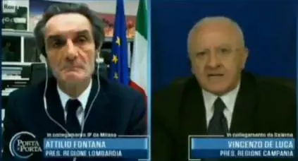 De Luca-Fontana, scontro a Porta a Porta: "Irresponsabile aprire"