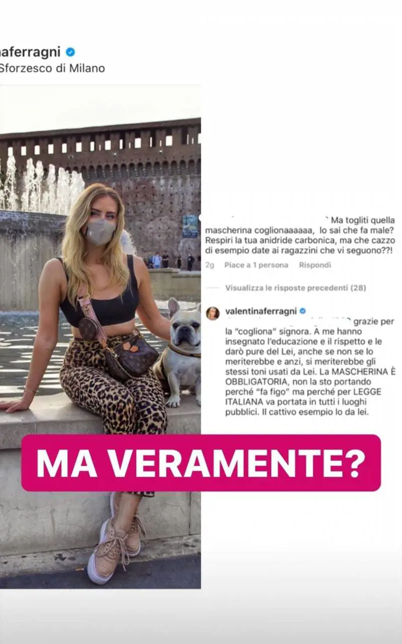 "Ma togliti quella mascherina c...". Gli insulti per Valentina Ferragni