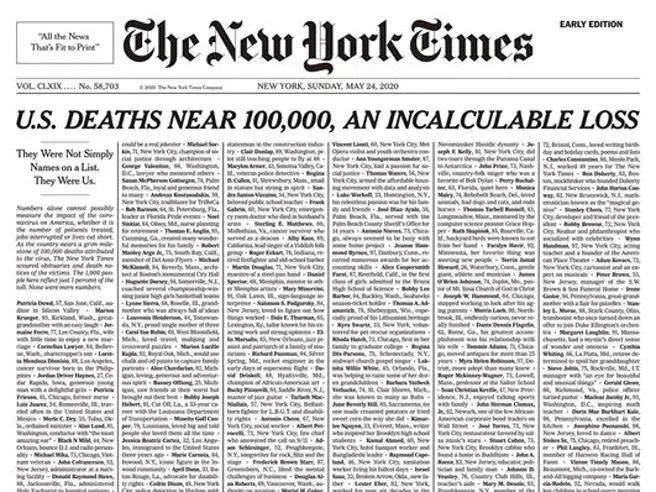 Usa, pagina a lutto con l'elenco delle vittime