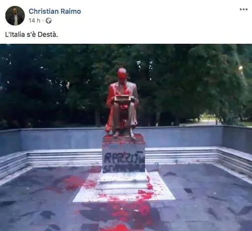 Lo scrittore dem esulta per lo sfregio a Montanelli: "Simbolo di razzismo e cultura dello stupro"