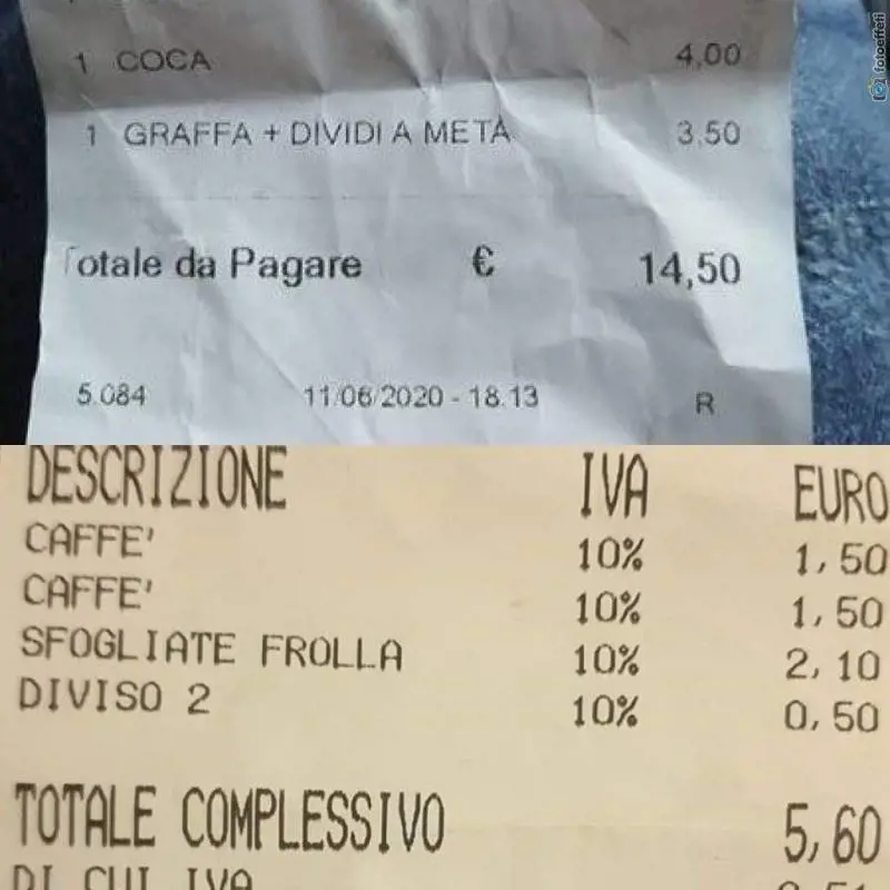 La sfogliatella divisa? Si paga 50 cent in più: lo scontrino fa discutere