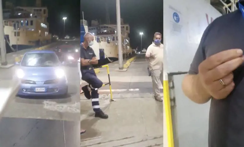 Caos al porto per il traghetto. L'ex Gf urla senza mascherina: finisce male