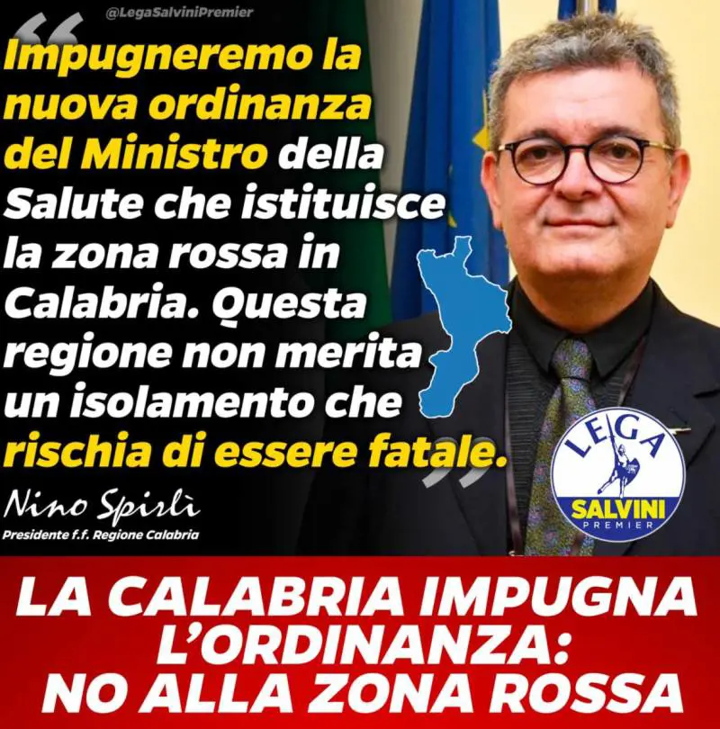 Calabria "zona rossa"? Spirlì impugna l'ordinanza