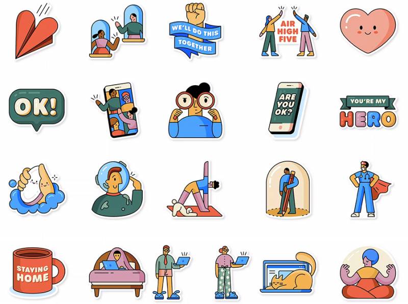 Gli sticker dell'OMS: Insieme a casa