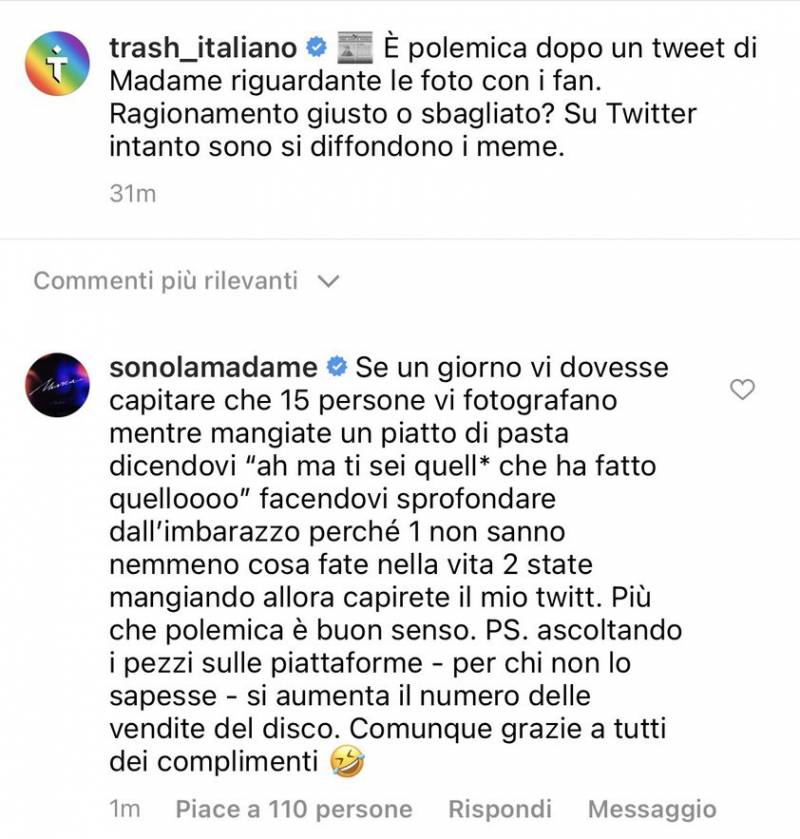 Madame risponde a Trash Italiano