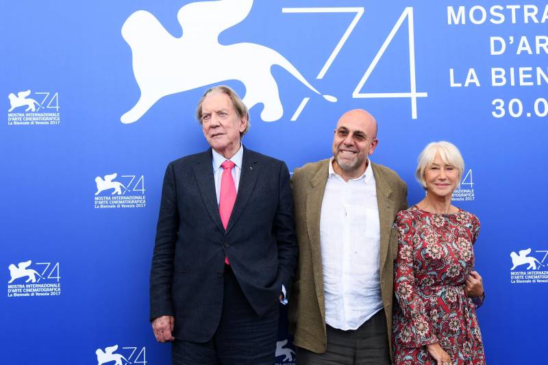 Helen Mirren con Paolo Virzì e Donald Sutherland